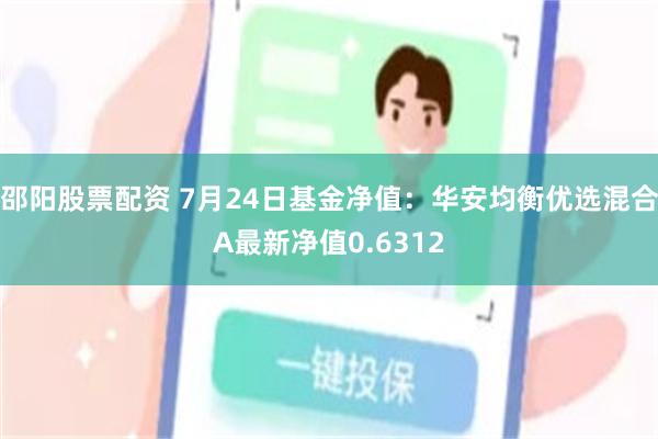 邵阳股票配资 7月24日基金净值：华安均衡优选混合A最新净值0.6312