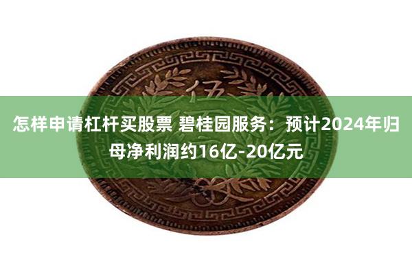 怎样申请杠杆买股票 碧桂园服务：预计2024年归母净利润约16亿-20亿元